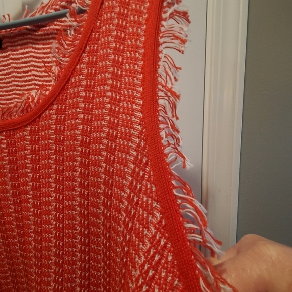 Ann Taylor  petite sz xlp. Red and white  tweed fringe dress. NWT - Picture 3 of 10